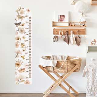 Høydemåler Boho Blomster – ØKO Veggklistremerker Barnerom Blomster, Sommerfugler