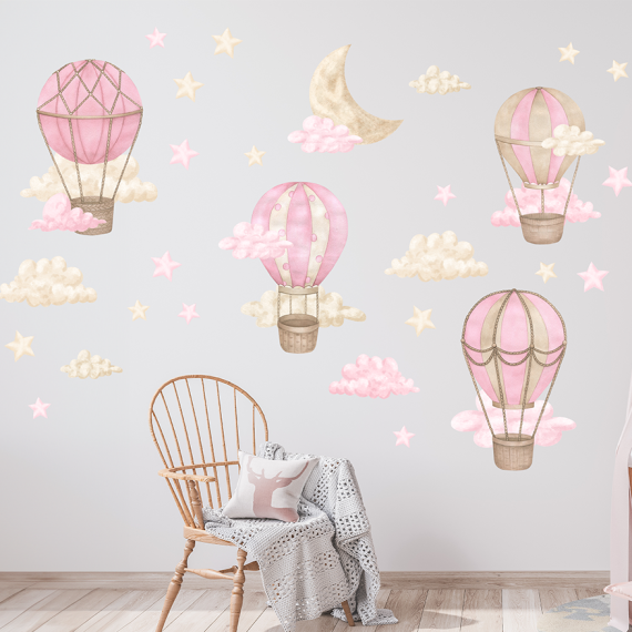Wallstickers Luftballong – ØKO Veggklistremerker Barnerom – 29pk -Rosa
