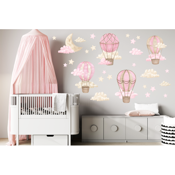 Wallstickers Luftballong – ØKO Veggklistremerker Barnerom – 29pk -Rosa