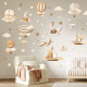 Wallstickers Boho Ballonger, Skip, Dyr og Skyer - 62pk – ØKO Veggklistremerker Barnerom - XL