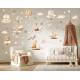 Wallstickers Boho Ballonger, Skip, Dyr og Skyer - 62pk – ØKO Veggklistremerker Barnerom - XL