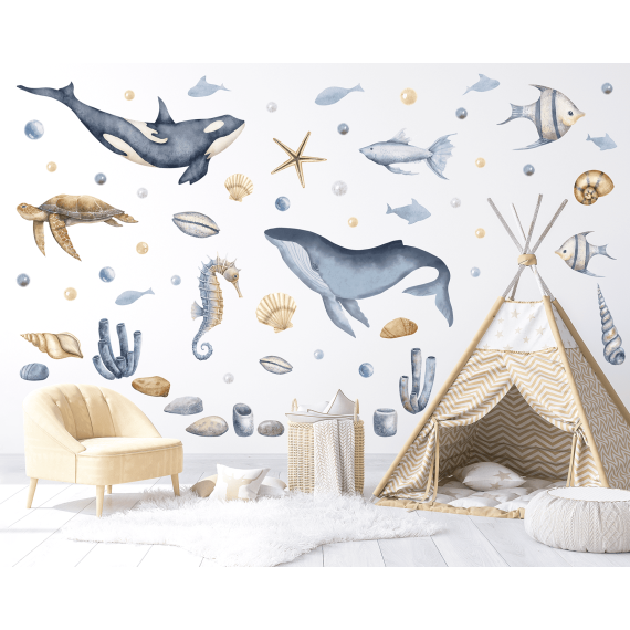 Wallstickers Sjødyr – ØKO Veggklistremerker Barnerom - XL