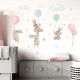 Wallstickers Kaniner med Ballonger – Pastell – ØKO Veggklistremerker Barnerom