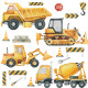 Wallstickers Tøffe Byggeplasser – ØKO Veggklistremerker Barnerom – 17pk – Kjøretøy & Maskiner