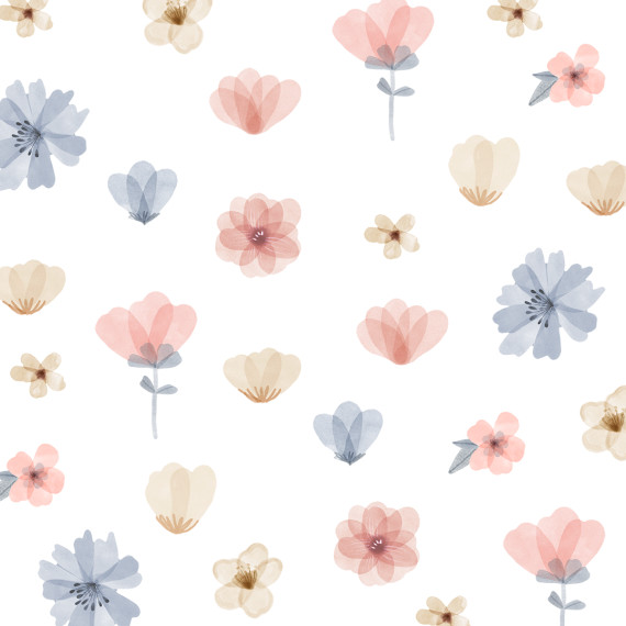 Wallstickers Blomster i Rosa og Blå – ØKO Veggklistremerker Barnerom – 35pk