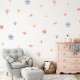 Wallstickers Blomster i Rosa og Blå – ØKO Veggklistremerker Barnerom – 35pk