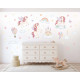 Wallstickers Enhjørning, Regnbue, Slott - ØKO Veggklistremerker Barnerom - Pastellfarger- XL - 50 pk