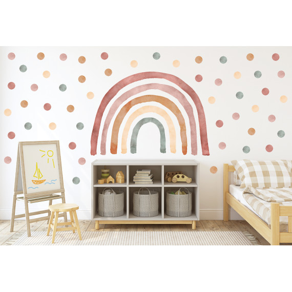 Wallstickers Regnbue & Dots -Boho – ØKO Veggklistremerker Barnerom