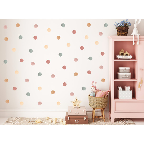 Wallstickers Prikker 50stk Boho – ØKO- Veggklistremerker Barnerom – Dots 7,9cm