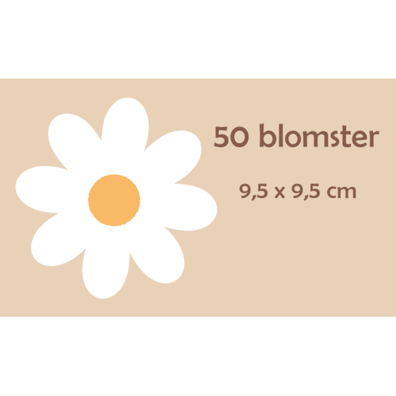 Wallstickers Blomster 50stk  – ØKO Veggklistremerker Barnerom Blomster Hvit