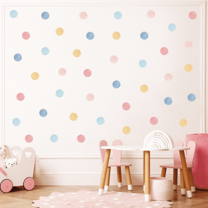 Wallstickers Prikker 50stk Rosa/Blå – ØKO- Veggklistremerker Barnerom – Dots 7,9cm