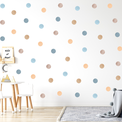 Wallstickers Prikker 50stk Retro – ØKO- Veggklistremerker Barnerom – Dots 7,9cm