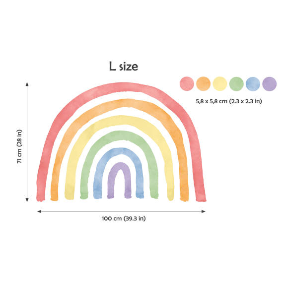 Wallstickers Regnbue Multifarget med 60 stk Dots - ØKO Veggklistremerker Barnerom