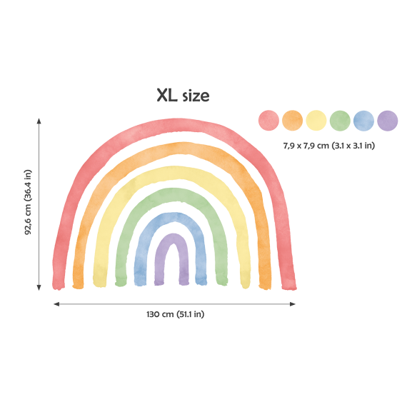 Wallstickers Regnbue Multifarget med 60 stk Dots - ØKO Veggklistremerker Barnerom