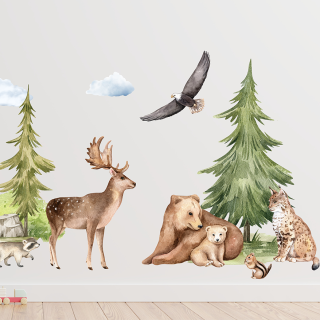 Wallstickers Skogsdyr XL – ØKO Veggklistremerker Barnerom – 14pk - Forest