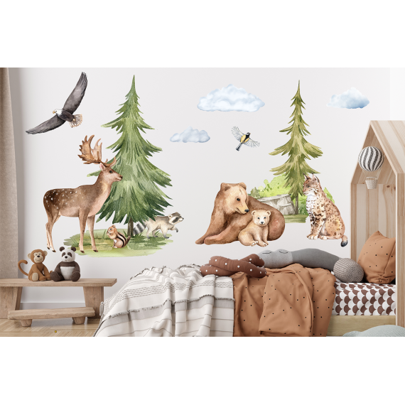 Wallstickers Skogsdyr XL – ØKO Veggklistremerker Barnerom – 14pk - Forest