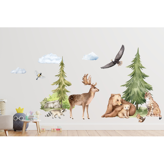 Wallstickers Skogsdyr XL – ØKO Veggklistremerker Barnerom – 14pk - Forest