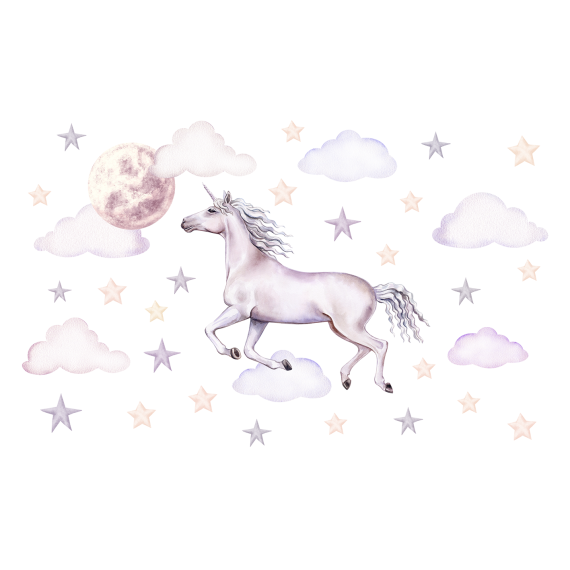 Wallstickers Enhjørning – ØKO Veggklistremerker Barnerom - Unicorn