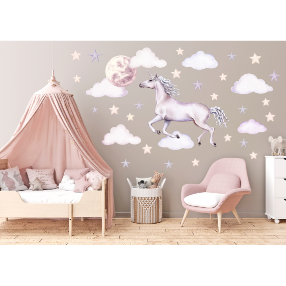 Wallstickers Enhjørning – ØKO Veggklistremerker Barnerom - Unicorn