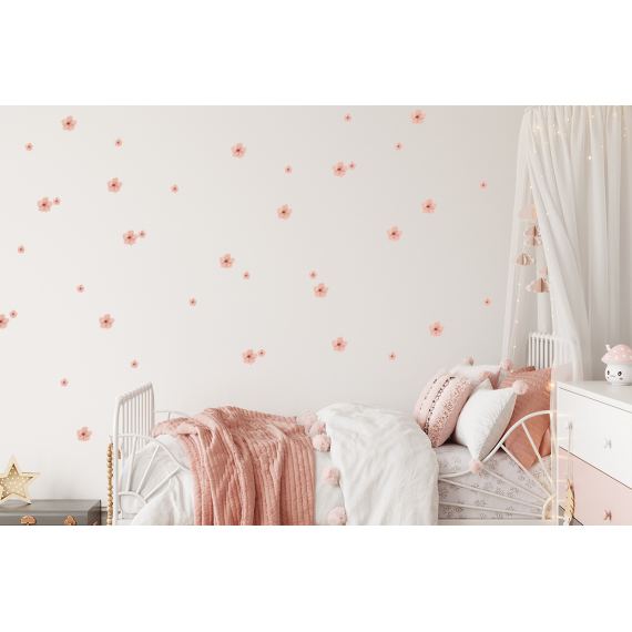 Wallstickers Blomster 86 stk  – ØKO Veggklistremerker Barnerom Blomster Rosa