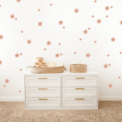 Wallstickers Blomster 86 stk  – ØKO Veggklistremerker Barnerom Blomster Rosa