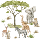 Wallstickers Afrikanske Dyr XL – 17pk ØKO Veggklistremerker Barnerom – 14pk - Savanna