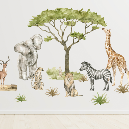 Wallstickers Afrikanske Dyr XL – 17pk ØKO Veggklistremerker Barnerom – 14pk - Savanna