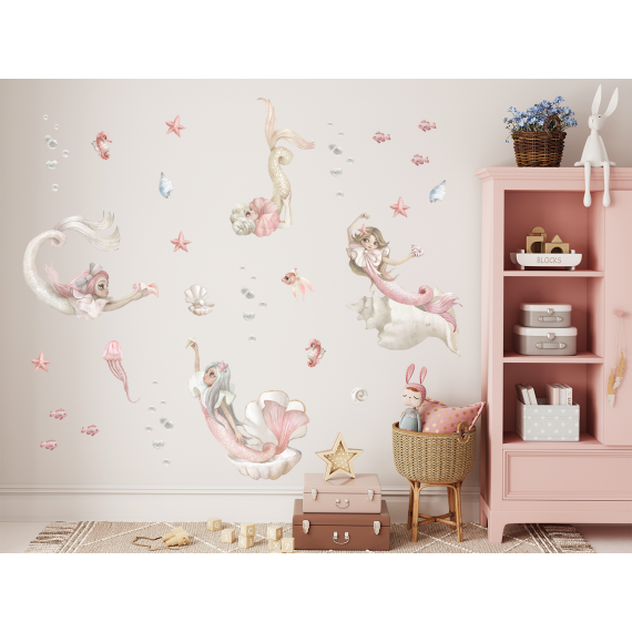 Wallstickers Havfruer 45pk – ØKO Veggklistremerker Barnerom