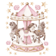 Wallstickers Karusell med Ponnier, rosa – ØKO Veggklistremerker Barnerom – 23pk - ponnier, hester, sirkus