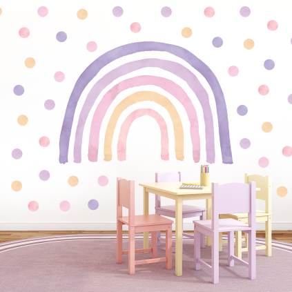 Wallstickers Regnbue & Dots -Lilla – ØKO Veggklistremerker Barnerom