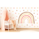 Wallstickers Regnbue Rosa/Brun med 50 stk Dots - ØKO Veggklistremerker Barnerom - Boho