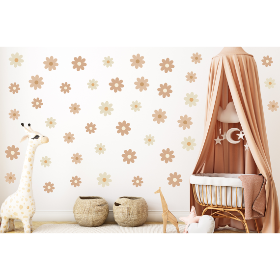 Wallstickers Blomster - Brun / Beige - 42 stk